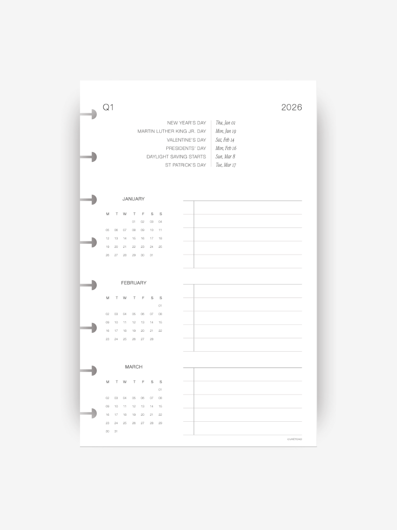 2026 Monthly Planner Insert   |  Deluxe